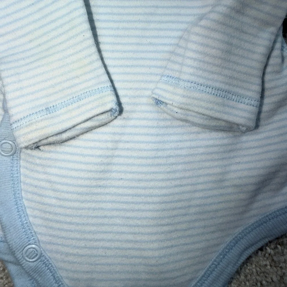 Moon and Back Hanna Andersson Baby 4pc Organic Cotton Set Blue White Striped NB